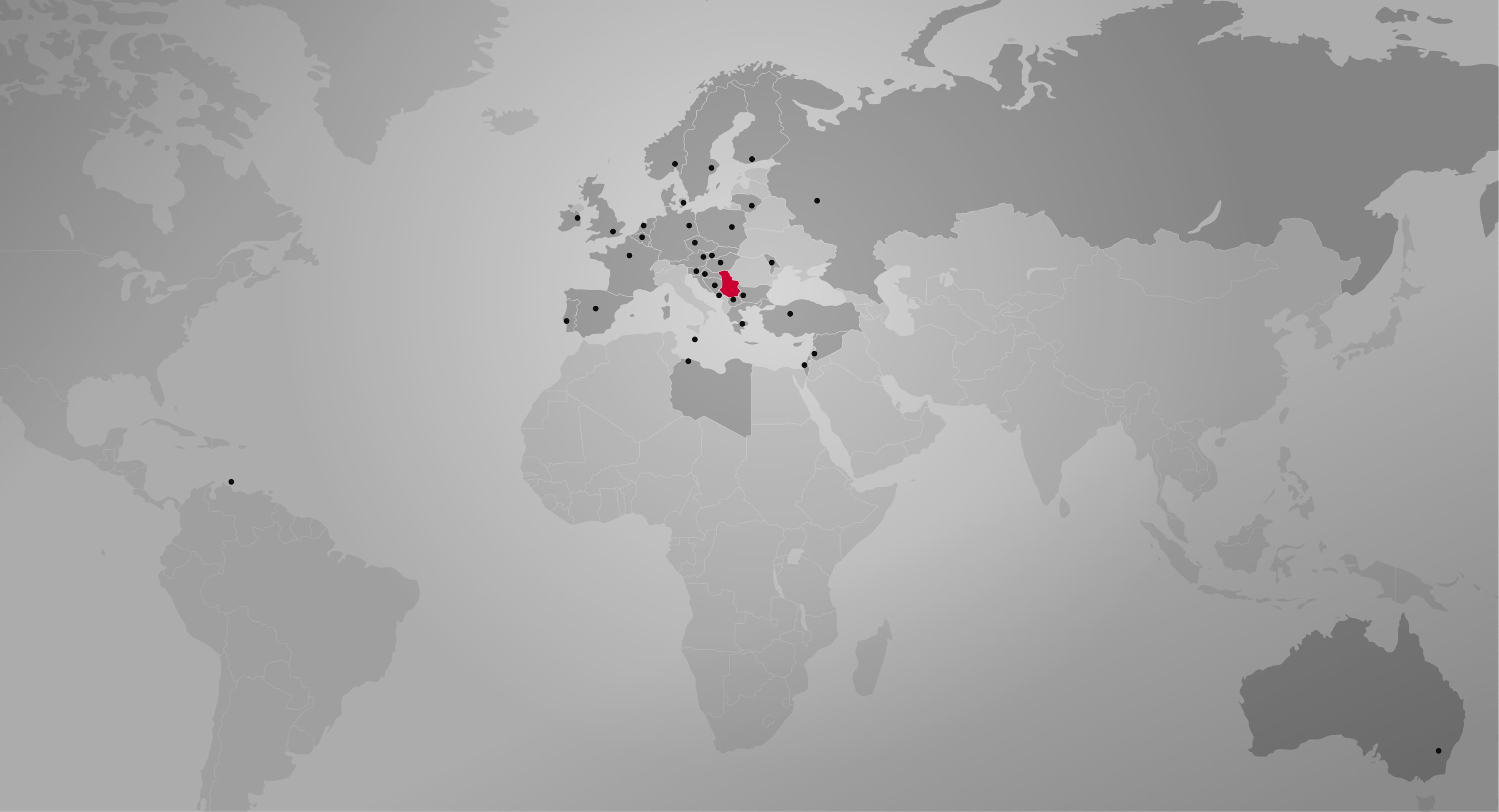 World map showing Tehnoplast distribution